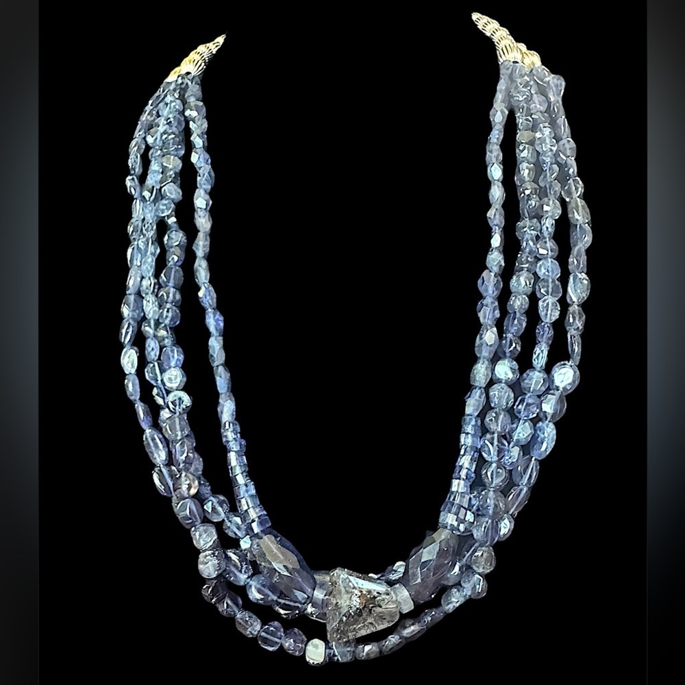 Vintage Amethyst & Crystal Quartz 4 Strand Fine Estate Jewelry Necklace